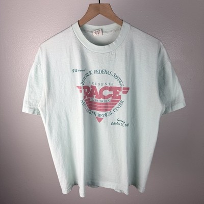 Vintage 80s Republic Federal Savings Race Marathon Running T Shirt Size Large