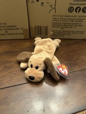 Ty Beanie Babies: Bones The Dog - New - With Tag Protector