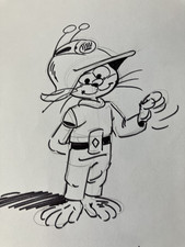 Scrameustache - Gos -  Dessin original   Dedicace sur feuille dessin original BD