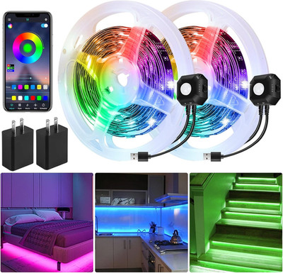 Motion Activated under Bed Light Strips, 2X9.8Ft RGB Motion Sensor LED Light Str