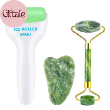 Facial Roller Set of 3, Ice Roller, Two-Sided Jade Roller and Gua Sha Massage To