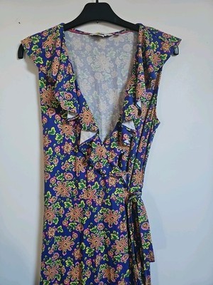 Boden Wrap Dress Floral Long Stretchy Size 12 R Evening Holiday