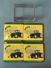 John Deere Metal Cork Coasters In Metal Rack Set of 4