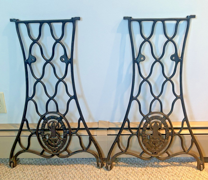 Antique Singer Treadle Sewing Machine Cast Iron Base Legs With Wheels