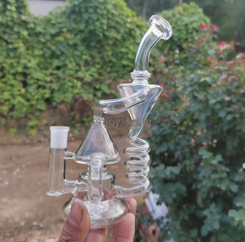 Coil Recycler rig Multiple pipes Matrix bong Glass Water pipe Smoking 14mm bowl