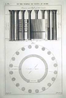 Etching Vesta Temple in Rome A. Desgodetz/ G. Marshall 1771