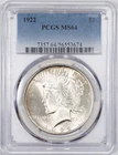 1922 PCGS MS64 Peace Silver Dollar Philadelphia Mint Uncirculated BU+