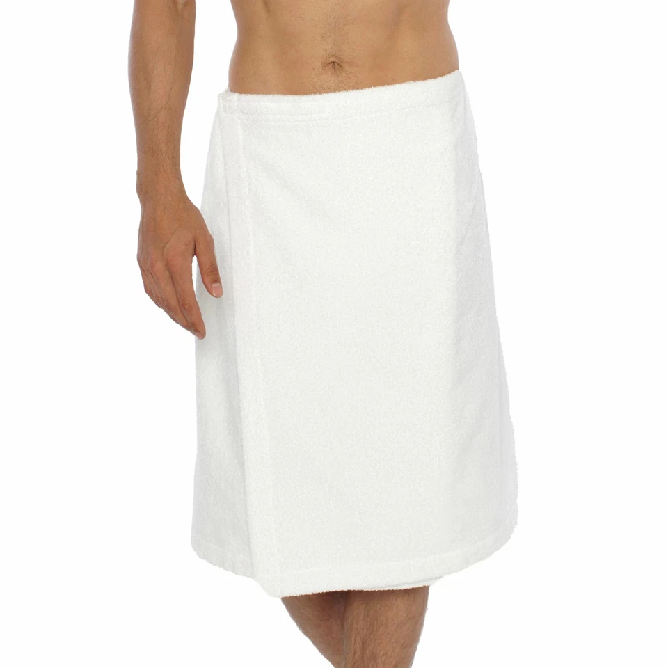 Toalla de ducha y spa blanca de rizo de algodón turco blanca para hombre talla única M Foto 2 de 3