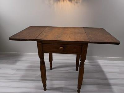 Antique Drop Leaf  Side Table - Circa 1840 - Walnut & Pine