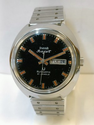 ORIGINAL HMT RAJAT 21J AUTOMATIC BLACK DIAL INDIA MEN'S WORKING CONDITION