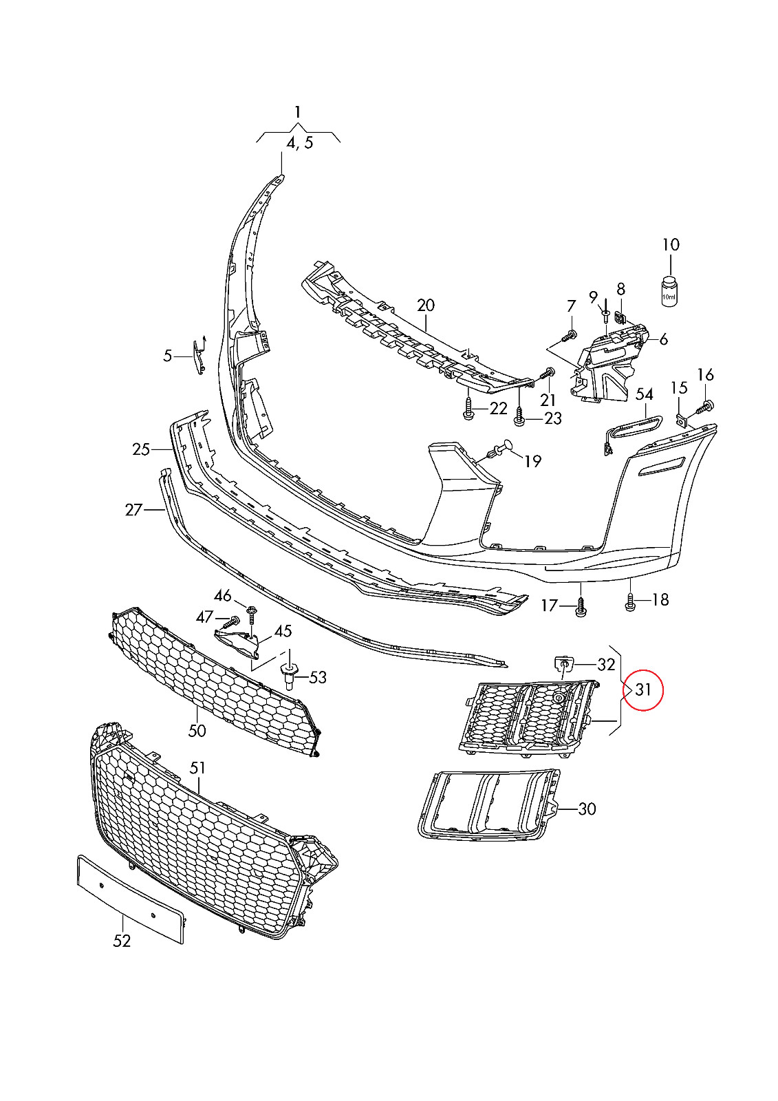 AUDI R8 16-18 Front Bumper N/S Left Air Guide Grill Genuine 4S0807683A3FZ