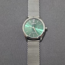 Citizen Eco-Drive Men's Green Dial Mesh Watch E111-S129176 BM7416-71X - RUNNING