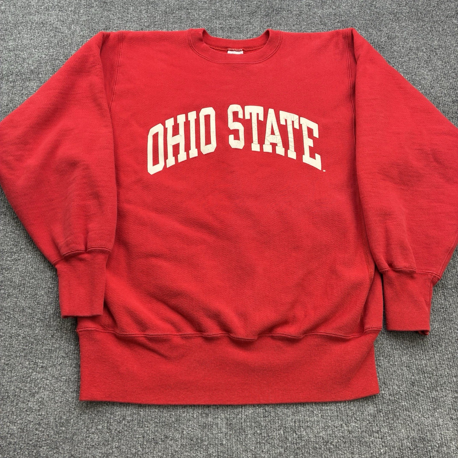 Vintage Ohio State Champion Reverse Weave Red Crewneck Sweatshirt Size L Heavy