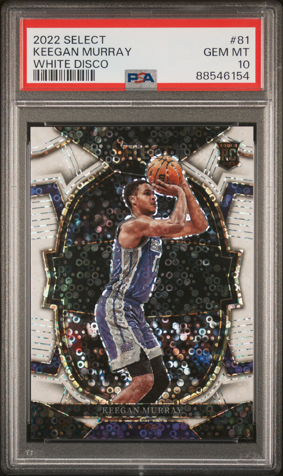 2022 PANINI SELECT WHITE DISCO #81 KEEGAN MURRAY ROOKIE RC 74/75 PSA 10