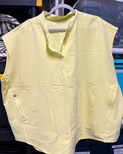 FIGS Technical Collection Medical Scrub Top Women 3XL Yellow Solid Pattern