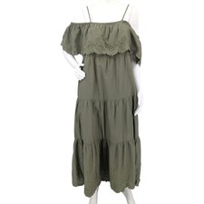 Old Navy Tiered Maxi Dres Eyelet Floral Off Shoulder Cottage Boho Resort XLarge