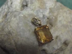 VINTAGE T & C 10K YELLOW GOLD 10MM BY 8MM CITRINE NECKLACE PENDANT 1.59 GRAMS