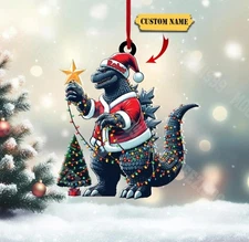 Personalized Godzilla Christmas Ornament, Funny Xmas Tree Decor