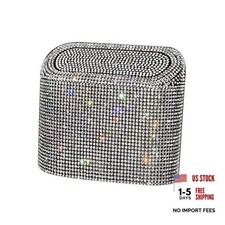 White Rhinestone Car Trash Car with Lid Bling - Sparkly Car Trash Car