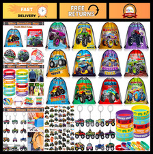 Monster Truck Birthday Party Favors - Drawstring Bags, Bracelets, Stickers Mor