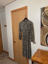 Zara Small Multi-Color w/Animal Print Long Sleeve Mid-Calf Mockneck A-Line Dress