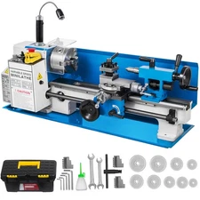 Uimoso Bench Top Mini Metal Lathe 7"x14" Variable Speed Milling Machine w/ Lamp