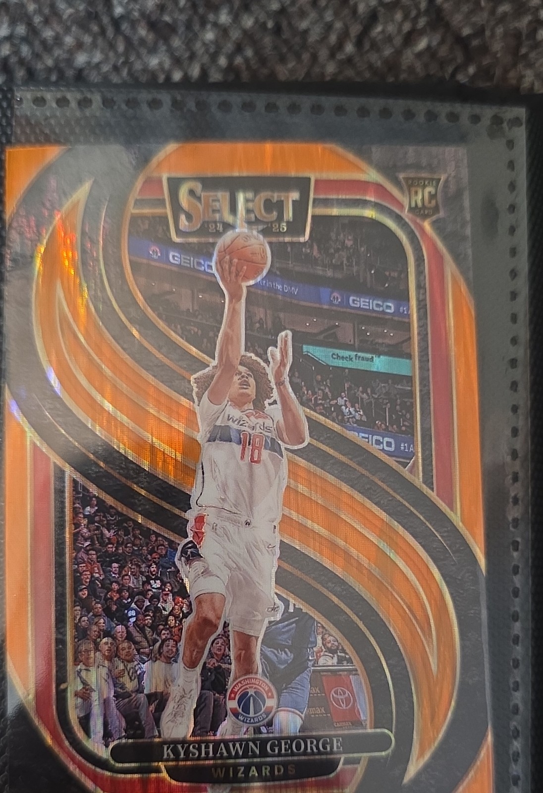 2024-25 Panini Select - Premier Level Kyshawn George #177 Orange Prizm /65 (RC)