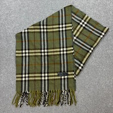 Écharpe Burberry London 54 x 11 pouces verte à carreaux Nova 100 % laine...