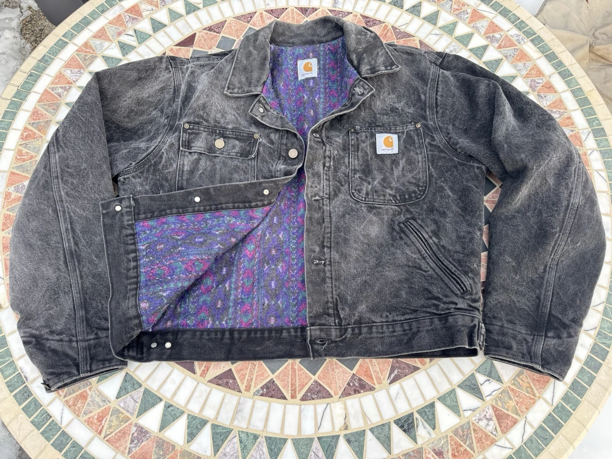 VTG Carhartt JB1065 MEDIUM Chore Jacket ~ m aztec southwest black