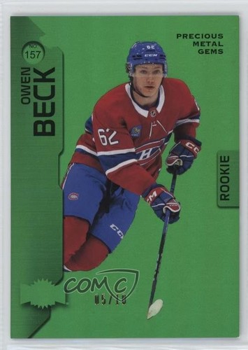 2023-24 Skybox Metal Universe Rookies PMG Green 5/10 Owen Beck #157 Rookie RC