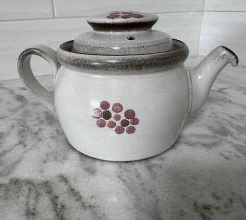Vintage MCM Denby England Floral Stoneware Teapot W/Lid Flowers. #597