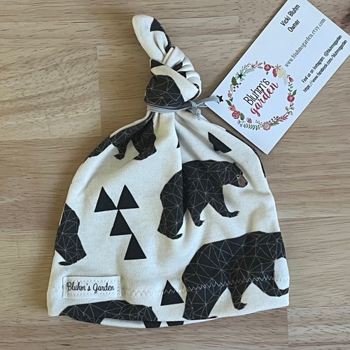 Handmade BLUHM'S GARDEN Baby Infant Organic Cotton Knotted Cap Beanie Hat 0/6 M - Picture 2 of 8