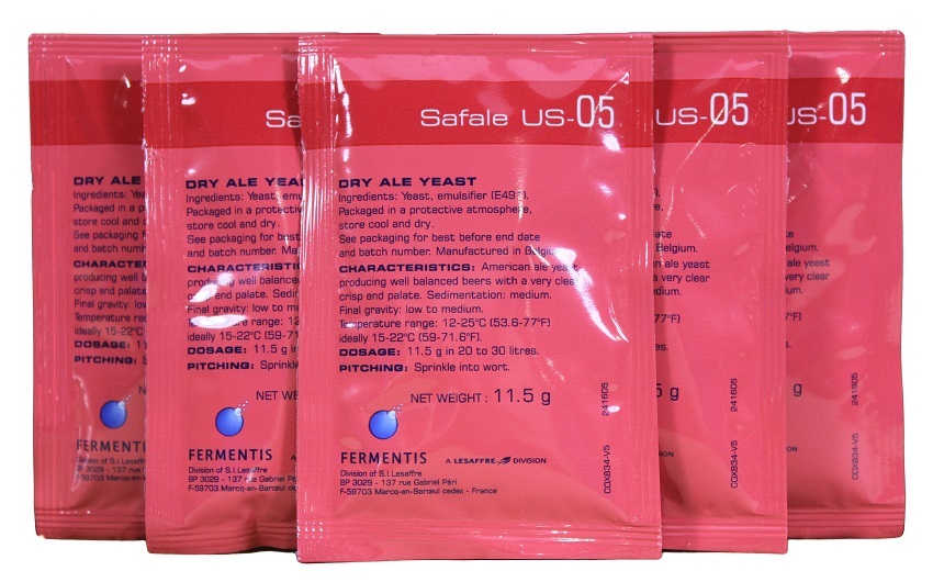 Safale US-05 Ale Yeast x 5 Packs 11.5g - Beer Making - Home Brewing - Fermentis