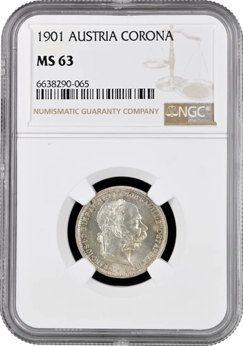 Austria 1 corona 1901, NGC MS63, "Emperor Franz Joseph I (1848 - 1916)"