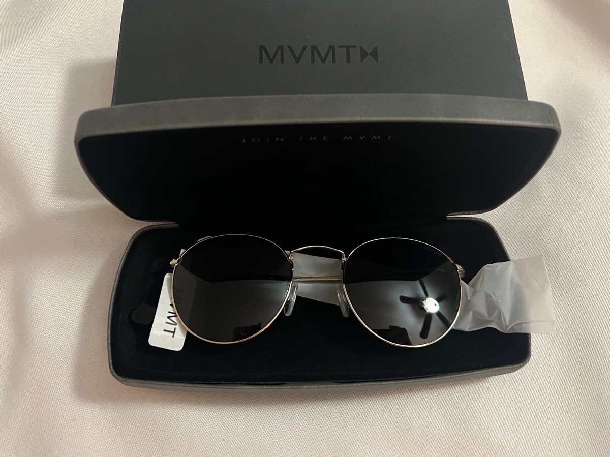 MVMT ICON RETRO ROUND METAL SUNGLASSES LIGHT GOLD/GREEN LENS  display picture 2