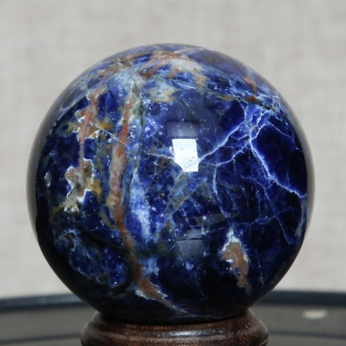 B6805-52mm-176g Natural Sodalite Quartz Crystal Blue-vein Stone Sphere Healing - Picture 10 of 12