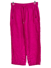 ATHLETA Retreat 100 Linen Mid Rise Wide Leg Pant Size Small 851038 Pink Pockets