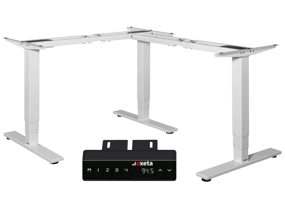 EXETA - HÖHENVERSTELLBARER SCHREIBTISCH Exeta ergoECK weiß 90 Grad Tischgestell Schreibtisch höhenverstellbar elektrisch