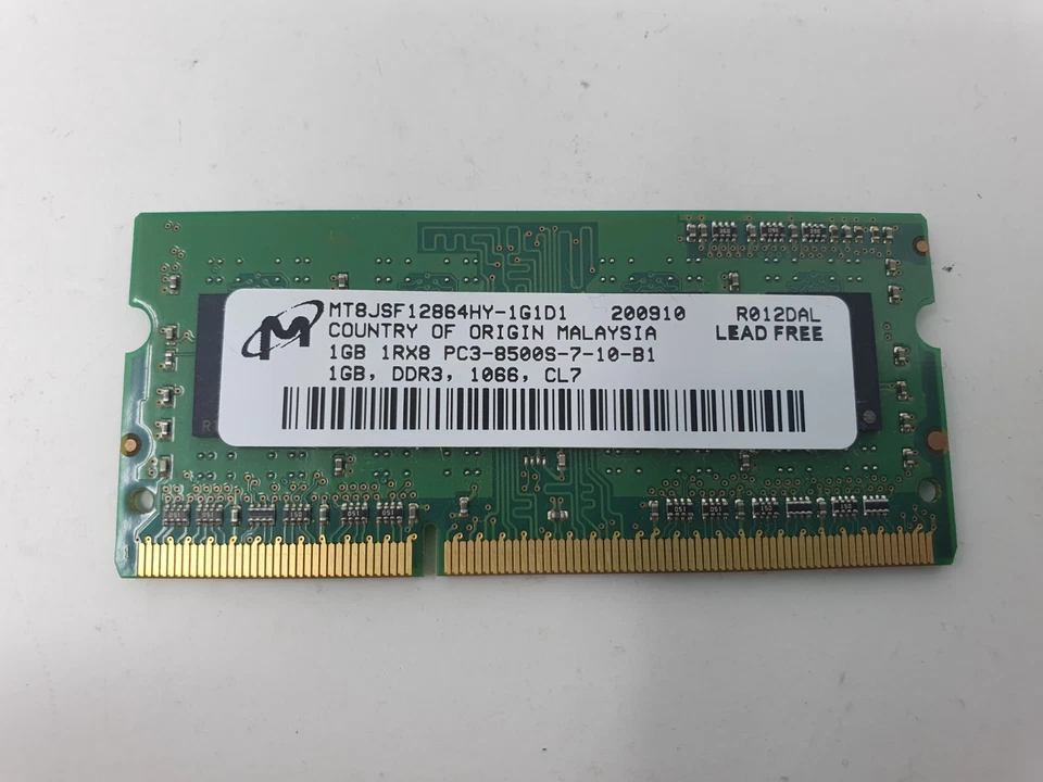Acer Aspire 8930 8930G RAM Memory 1GB PC3-8500S DDR3 Micron MT8JSF12864HY-1G1D1 - Image 3 of 4