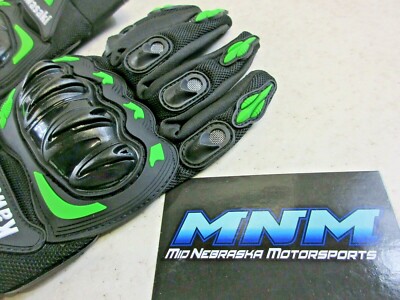 Black / Green Motorcycle Gloves - Protective for Kawasaki Rider