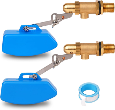 #ad 2 Pack Brass Float Valve 1 2 Inch Water Float Valve with Adjustable Arm Water $30.90