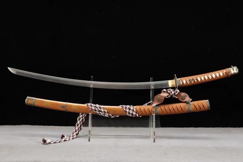 Handmade Folded Steel curved Blade Tachi Japanese Katana Sword Sharp - Picture 6 of 10