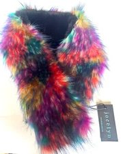 New With Tags Jocelyn Multi-Color Faux Fur Pull-Through Scarf Retail $85
