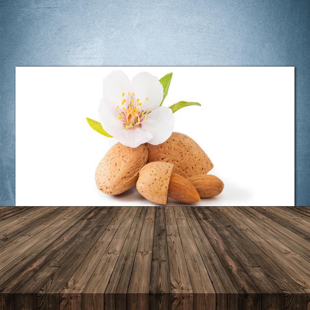 Panneau en verre pour cuisine 140x70 cm décor fleurs pistache haut de gamme