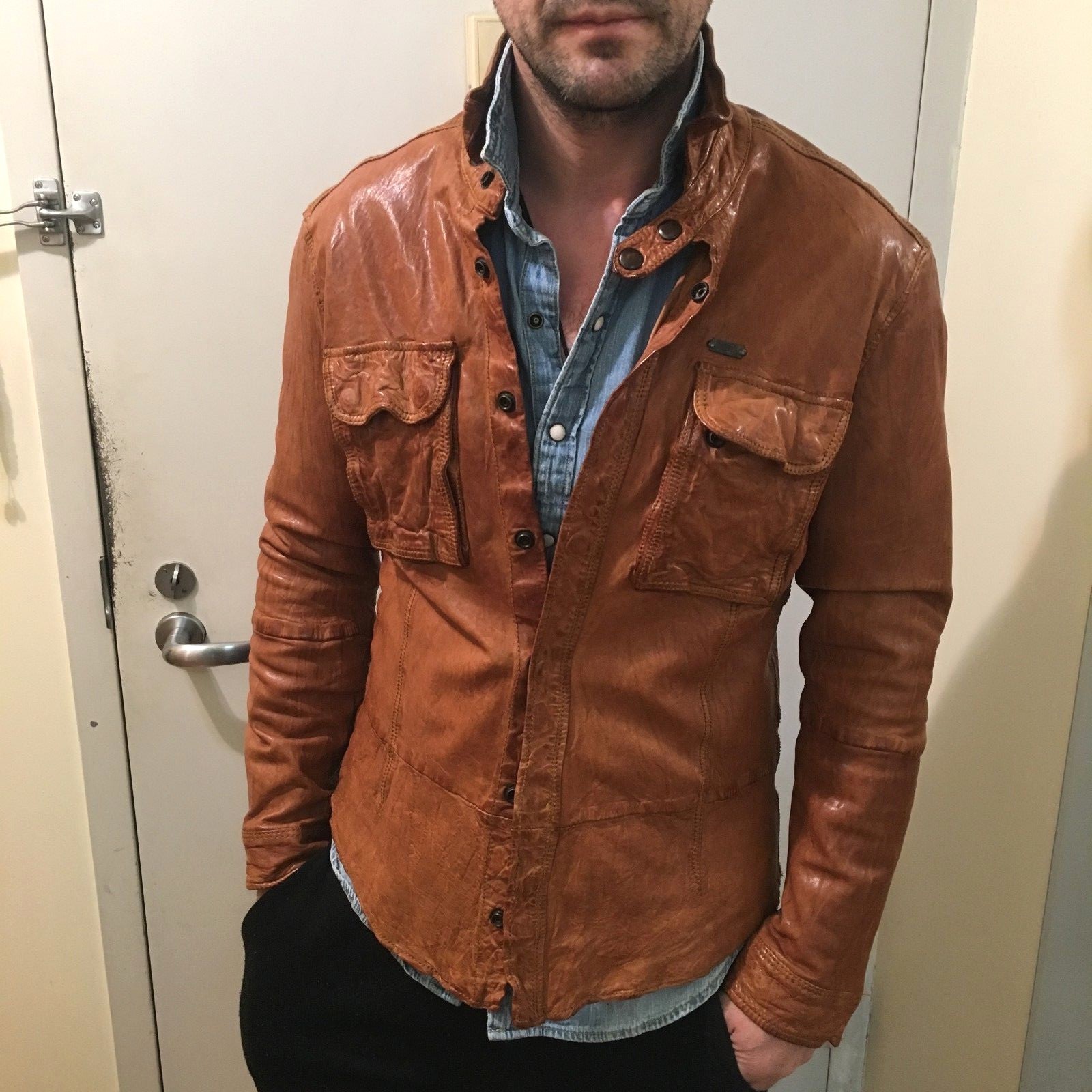 diesel leather shirt