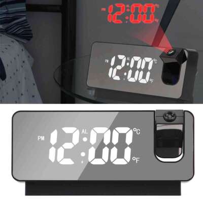 7.3inch LED Digital Projector Projection Snooze Dual Alarm Clock Timer USB Black