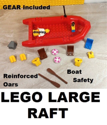 LEGO Big Boat RAFT Red with Reinvofrced Oats Scuba Gear Rescue Mission ...