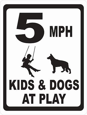 Speed Limit Kids & Dogs At Play Sign. Size Options. Size/ MPH Choice Slow Down