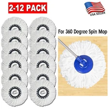 2-12 Packs Microfiber Replacement Clean Mop Head Pads For Hurricane 360 Spin Mop