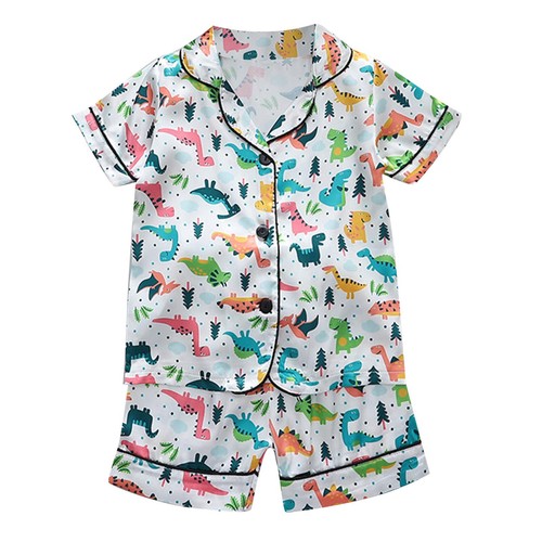 Kids Toddler Baby Girl Boy Satin Pajamas Set Cartoon Top Shorts Sleepwear Outfit - Picture 13 of 17